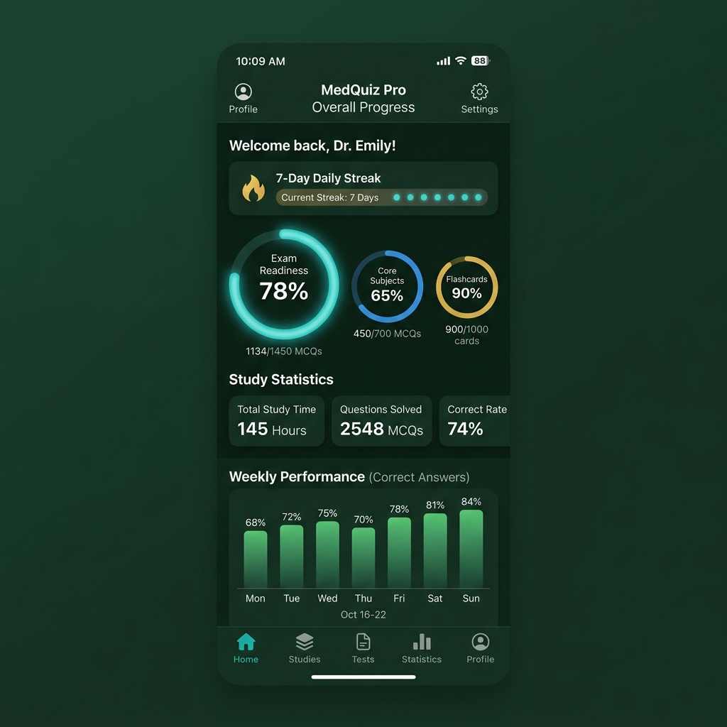 Statistics and progress dashboard